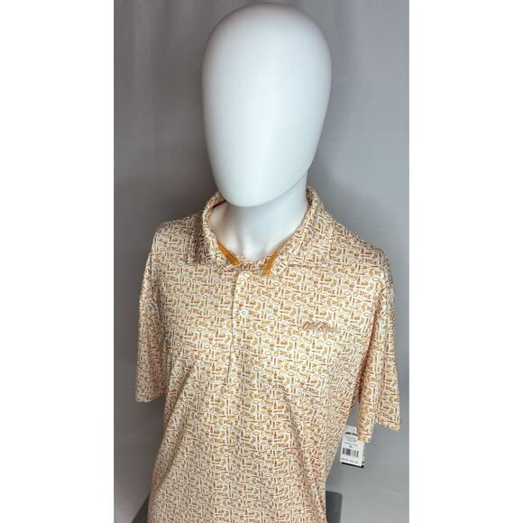 Old Row Men’s XL White/Burnt Orange Tailgate Printed Polo New With Tags - Picture 1 of 6